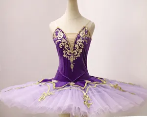 Новое пурпурное бархатное трико, дизайнерская балетная юбка-пачка для взрослых или детей на заказ. Новый -- 03
