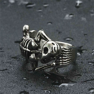 Bague squelette en argent pour homme, style punk, bijoux rétro, cadeau 26039 - Product Image 5