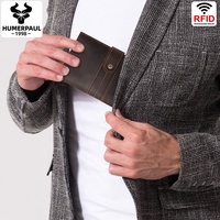 Dompet Kartu Panjang Kulit Asli Pria, Dompet Kulit Retro Crazy Horse, Tas Tangan Tebal Multi Slot untuk SIM