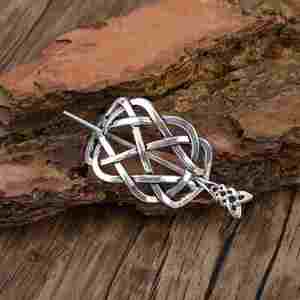 Barrettes à cheveux celtiques vikings, épingles à cheveux vintage à nœud celtique, bâtons à cheveux rétro en alliage d'argent, bijoux de barrette à cheveux en métal viking celtique - Product Image 1