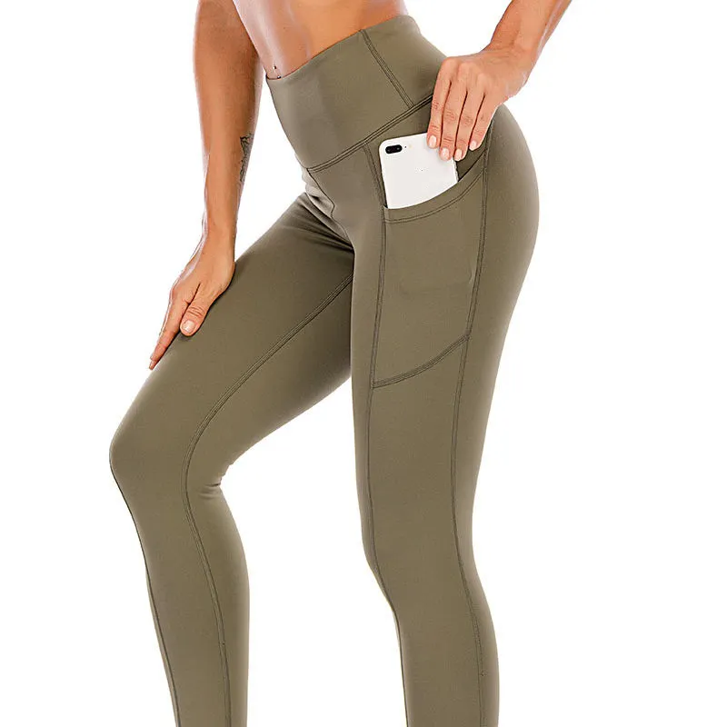 Sport Da Ginnastica di Usura Vestiti Delle Donne di Usura di Forma Fisica di Yoga Pantaloni Donna Leggings di Compressione Collant Pantaloni di Yoga Con Tasche