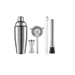 Juego de Coctelera de Metal con Soporte de Madera, Kit de Bar de Acero Inoxidable de 6 Piezas y 750 ml, Coctelera de Vino de Lujo Sostenible en Oferta - Product Image 4