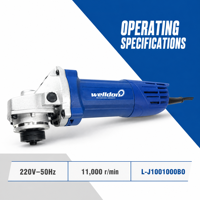 Meuleuse d'angle Welldon 100 mm 1000 W 220 V, meuleuse électrique 4 pouces pour la découpe, le meulage et le polissage des métaux