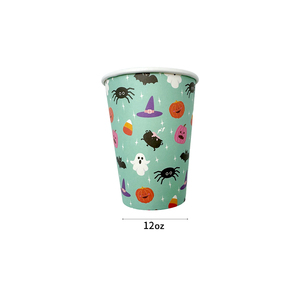 Vasos Desechables de Papel para Fiestas de Halloween y Acción de Gracias, 12 oz, Diseño Bonito (Murciélagos, Fantasmas, Calabazas), Juego de 8, Verde <span class=keywords><strong>Pastel</strong></span>, Multicolor - Product Image 6