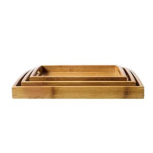 Set of 3 Natural Bamboo Rectangular Nesting Breakfast, Coffee Table <strong>Butler</strong> Serving <strong>Trays</strong> - Product Image 4
