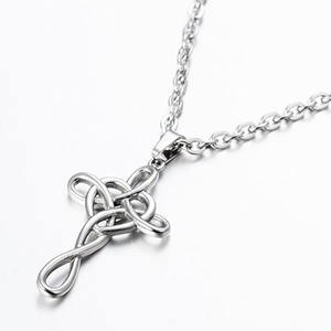 Collar con Colgante de Cruz en Forma de Corazón con Nudo de Amor en Acero Inoxidable - Product Image 2