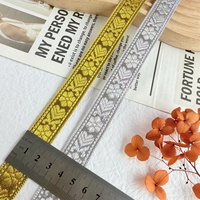 Pita Lurex Bordir Vintage Pola Honeysuckle dari Kain Jacquard Poliester KRT Lebar 2,5 cm Bergaya Etnik Dekoratif