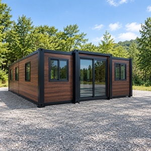 Casa Contenedor Prefabricada de Lujo Expandible, 2 Dormitorios, Diseño de Doble Cara con Acabado en Madera, Entrada de Altura Completa con Cristal, Villa Hotel - Product Image 1