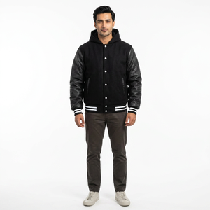 Wholesale Custom Winter Varsity <b>Baseball</b> Bomber <b>Jacket</b> with Stand Collar and Front Logo Breathable 100% Cotton <b>for</b> <b>Men</b> - Product Image 1