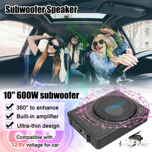 Caisson de Basses Actif Extra-Plat RC 10 Pouces 600W pour Installation Sous Siège, <span class=keywords><strong>Subwoofer</strong></span> Audio Voiture Haute Puissance Pure Basse pour Véhicules 12V et Camions - Product Image 2