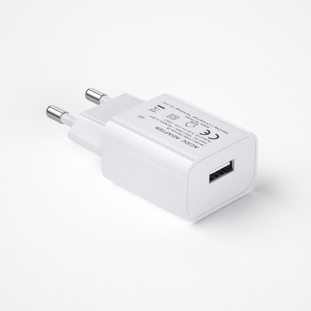 EU 5V1A/5V2A USB-A Port PVC Material Charger CE/ROHS Certified LED Light Small Home Appliance Source Adapter