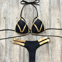 YY6530 Bikini Nilon Hitam Emas