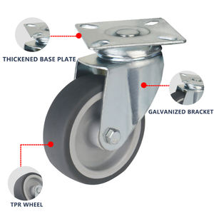 Roda Kastor putar Universal 2 inci, TPR tidak bersuara ringan untuk lemari furnitur, roda kemudi Putar - Product Image 5