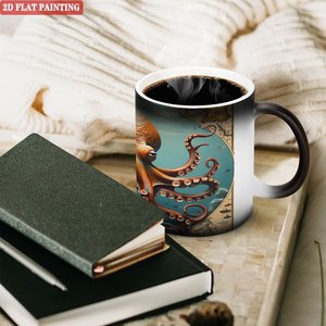 Tasse magique en céramique noire givrée 11oz, sensible à la chaleur, changeant de couleur, cadeau pour amoureux, couple - Product Image 3