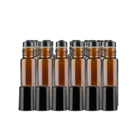 Hot Sale hochwertige 10ml Braun glas rolle auf Flasche mit schwarzer Stahl rolle und schwarzer Kappe
