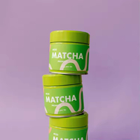 Rond vide 30 grammes 40 grammes thé mat foncé vert match boîte de conserve alimentaire gaufré Matcha bâton de fer-blanc et Peel Seal Matcha canettes