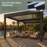 Motorisierte Aluminium-Pergola mit Verstellbaren Lamellen und Wasserdichtem Dach, Outdoor-Unterstand für Resorts, Poolbereiche, Terrassen, Gärten und Balkone