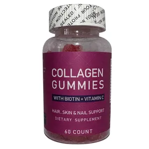 निजी लेबल विटामिन और पूरक आहार भालू शाकाहारी बायोटिन कोलेजन Gummies बाल त्वचा नाखून