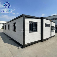 Maison préfabriquée extensible en conteneur de 40 pieds ou 20 pieds, prête à être expédiée, avec cuisine intégrée, pour la construction résidentielle et l'immobilier. En vente.