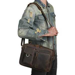 Bolso Bandolera para Hombre, Cuero Crazy Horse, Gran Capacidad, Resistente, para Viajes de Negocios - Product Image 2