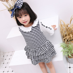 Robe à carreaux à manches longues pour filles avec nœud à volants pour fête, vêtements pour bébés et enfants en dropshipping, provenant d'un fournisseur chinois - Product Image 5