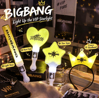 Ensemble de bâtons lumineux LED pour concert BIGBANG, en acier inoxydable, avec bandeau lumineux jaune, baguette lumineuse, bracelet lumineux clignotant en forme d'étoile, de cœur et de couronne, pour fête