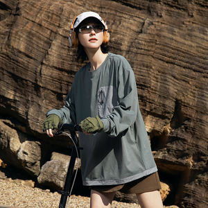 Suéter de manga larga para hombre con combinación de colores, nueva chaqueta tipo camiseta holgada para primavera 2025, absorción de humedad, secado rápido, protección solar - Product Image 5