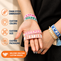 Bracelet personnalisé brodé avec lettres, cordon tressé réglable avec pampilles, bracelet d'amitié tressé, vente en gros