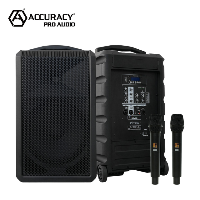 Accuracy Pro Audio DT12D5 400W Peak Power 12 Inch Trolley Speaker PA System Battery Powered Speaker with Wireless Microphone