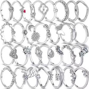 Anillos de Eternidad de Plata de Ley 925 con Circonita Roja Brillante en Forma de Corazón, para Mujer, para Boda, Compromiso, Aniversario, Fiesta, Moda - Product Image 1