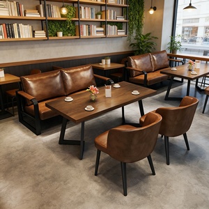 Set Moderno di Divani e Sedie per Ristorante, Sedute Imbottite con Tavolo da Pranzo per Arredamento di Caffè, Bistrot e Bar - Product Image 4