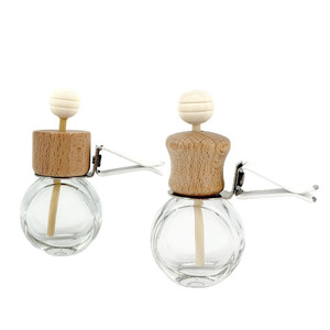 Empty <b>Flat</b> Round Glass Car Air Freshener Aroma Diffuser Vent Clip with <b>Screw</b> Cap Fragrance Car Perfume Bottle - Product Image 6