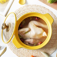 Poêle à soupe avec couvercle en verre, Casserole résistante aux températures élevées, cuiseur à sauce, cuisson en céramique, résistant au flamme, 1 pièce