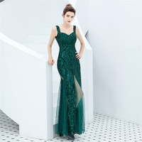 16187-S # Robe d'été élégante queue de poisson style longue robe licou pailletée robe de banquet pailletée robe de grosse dame. Robe surdimensionnée