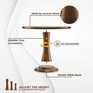 Set di Alzatine per Torte con Vassoio Rimovibile in Legno Massello di Acacia, Facile da Montare e Lavare, Set di 3 Alzatine per Torte con Design a Piedistallo Rialzato - Product Image 5