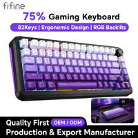 Clavier de jeu mécanique FIFINE GK3 75% à commutation à chaud, 1000Hz NKRO, rétroéclairage RGB, filaire, programmable, avec bouton macro pour PC Gamer