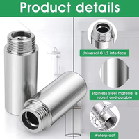 BSP 1/2 "Rosca macho/hembra Tubería de acero inoxidable Tubería de extensión Conector de 10-100mm Adaptador de grifo de agua de cocina