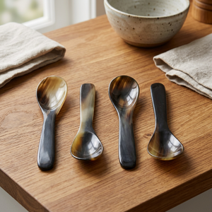 Cuchara Moderna de Cuerno de Buey Apta para Alimentos, para Regalos Empresariales, Juego de Cubiertos con Patrones Únicos, Pulido Espejo, Uso Diario FWE - Product Image 1