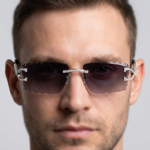 Gafas de Sol Polarizadas con Marco Cuadrado Sin Montura de Plata 925 y Moissanita, Lentes Rectangulares con Degradado Azul, Protección UV, Unisex, para Exteriores - Product Image 6