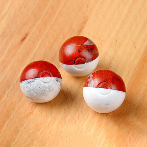 Sfera Naturale <span class=keywords><strong>di</strong></span> Howlite e Diaspro <span class=keywords><strong>Rosso</strong></span>, <span class=keywords><strong>Pietra</strong></span> Semipreziosa Bicolore, Poké Ball, Sfera Elfo, Mini Sfera <span class=keywords><strong>di</strong></span> Cristallo - Product Image 5