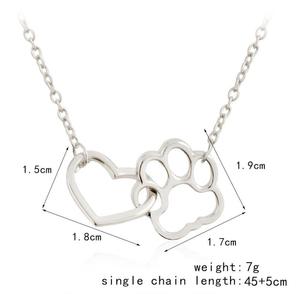 Csja — collier avec pendentif patte et cœur, bijoux à la mode, pendentif, avec patte de chien, G1358 - Product Image 4