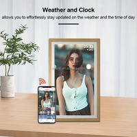 Pro 32 "bingkai foto Digital, bingkai foto Digital kayu dapat dipasang di dinding, bingkai seni putar otomatis mengirim foto Video melalui Frameo