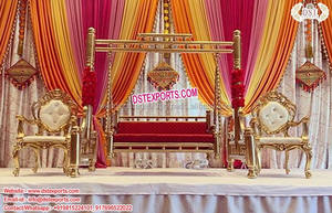 Gujarati-columpio tradicional indio para boda, diseño de Sankheda de madera antigua - Product Image 4