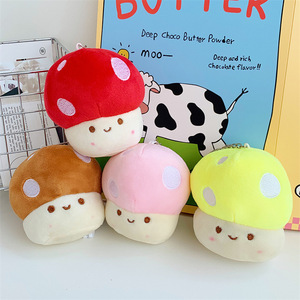 Cute <strong>Cartoon</strong> Mushroom Keychain Super Soft Plush <strong>Bear</strong> Design Small PP Cotton Filled Washed Stress Relief Gift <strong>Bag</strong> - Product Image 1