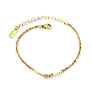 Pulsera de Cadena para Mujer de Acero Inoxidable con Baño de Oro de 18K de Alta Calidad, Estilo Geométrico con Cruz y Lazo, Dijes Modernos - Product Image 1