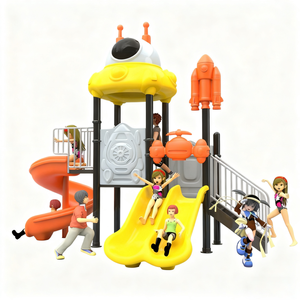 Équipement de jeux d'extérieur en acier et PVC sur le thème de l'espace, toboggan droit pour la maison, l'école, le parc, les enfants, la communauté - Product Image 1