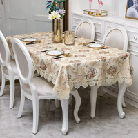 Nappe avec bordure en dentelle soluble dans l'eau et motif jacquard floral pour dîner de mariage et décoration de table d'hôtel, idéale pour la photographie