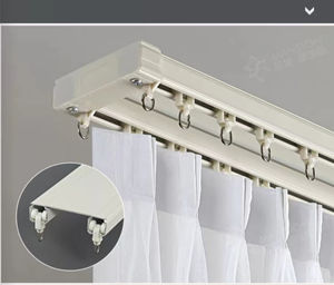 Fábrica de alta resistencia de doble cortina Pistas Montaje en <span class=keywords><strong>pared</strong></span> superior Caja de cortina Accesorios Postes de cortina Pistas Accesorios - Product Image 6