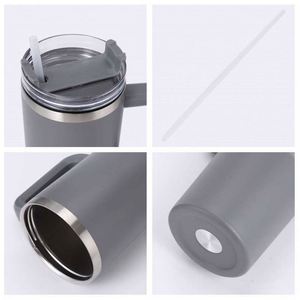 Stainless Steel Tumbler Handle Straw 30 Oz Vacuum Insulated Leak-Proof Eco-Friendly Travel Mug <b>Hot</b> Cold <b>Drinks</b> Multiple Colors - Product Image 2