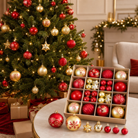 Ensemble de boules de Noël en PVC de 6 cm, 42/44 pièces, décorations suspendues pour arbre de Noël